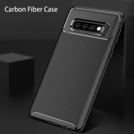VAKU ® Samsung Galaxy S10 Plus Synthetic Carbon Fiber with PU Back Shell Back Cover