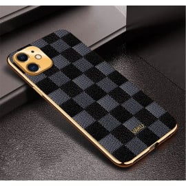 Vaku ® Apple iPhone 12 Cheron Leather Electroplated Soft TPU Back Cover