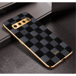 Vaku ® Samsung Galaxy S10 Plus Cheron Series Leather Stitched Gold Electroplated Soft TPU Back Cover