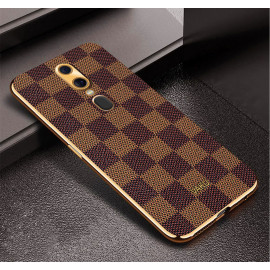 Vaku ® Oppo F11 Cheron Series Leather Stitched Gold Electroplated Soft TPU Back Cover