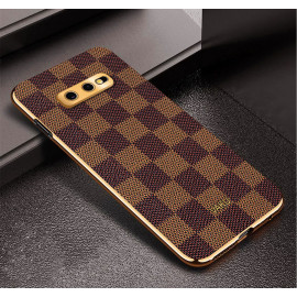 Vaku ® Samsung Galaxy S10e Cheron Series Leather Stitched Gold Electroplated Soft TPU Back Cover