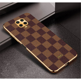 Vaku ® Xiaomi Redmi Note 9 Pro Max Cheron Series Leather Stitched Gold Electroplated Soft TPU Back Cover