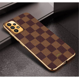 Vaku ® Samsung Galaxy A52s Cheron Series Leather Stitched Gold Electroplated Soft TPU Back Cover
