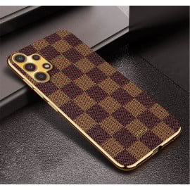Vaku ® Samsung Galaxy A13 Cheron Series Leather Stitched Gold Electroplated Soft TPU Back Cover