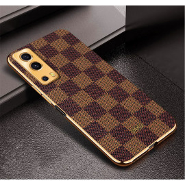 Vaku ® Vivo iQoo Z3 5G Cheron Series Leather Stitched Gold Electroplated Soft TPU Back Cover