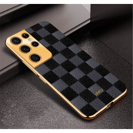 Vaku ® Samsung Galaxy S21 Ultra Cheron Leather Electroplated Soft TPU Back Cover
