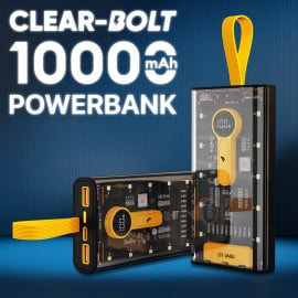 Dr. Vaku Clear Bolt 10000mAh 20W Fast Charging Power Bank with LED Display, Triple Output & SOS Mode
