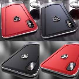 Ferrari ® Apple iPhone XS Moranello Series Luxurious Leather + Metal Case Limited Edition Back Cover