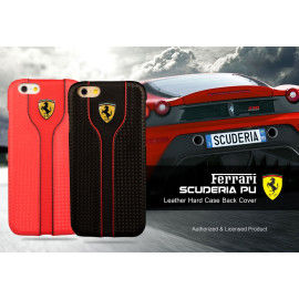 Ferrari ® Apple iPhone 6 Plus / 6S Plus Official Scuderia Logo Double Stitched Dual-Material PU Leather Back Cover