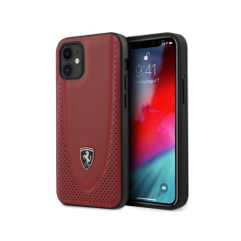 Scuderia Ferrari ® Apple iPhone 12 / 12 Pro Curved Line Stitched Leather Hard Case Back Cover