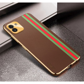 Vaku ® Samsung Galaxy A03 Felix Line Leather Stitched Gold Electroplated Soft TPU Back Cover