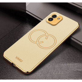 Vaku ® Samsung Galaxy A03 Skylar Leather Pattern Gold Electroplated Soft TPU Back Cover