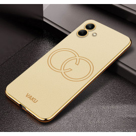 Vaku ® Samsung Galaxy A04 Skylar Leather Pattern Gold Electroplated Soft TPU Back Cover