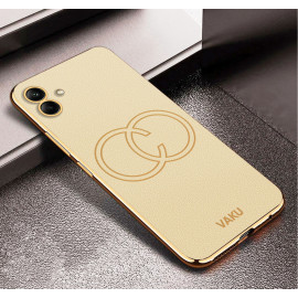 Vaku ® Samsung Galaxy A04e Skylar Leather Pattern Gold Electroplated Soft TPU Back Cover