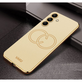 Vaku ® Samsung Galaxy A34 Skylar Leather Pattern Gold Electroplated Soft TPU Back Cover