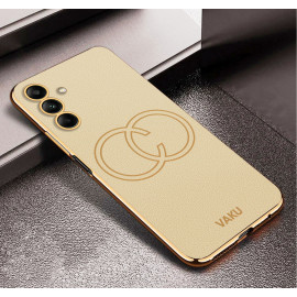 Vaku ® Samsung Galaxy A04s Skylar Leather Pattern Gold Electroplated Soft TPU Back Cover