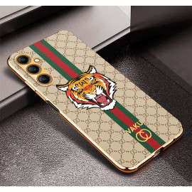 Vaku ® Samsung Galaxy A14 5G Lynx Leather Stitched Gold Electroplated Soft TPU Back Cover Case
