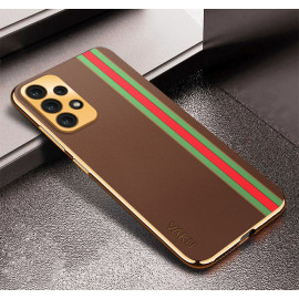 Vaku ® Samsung Galaxy A23 4G Felix Line Leather Stitched Gold Electroplated Soft TPU Back Cover