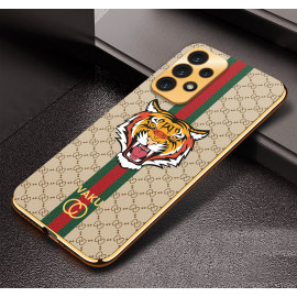 Vaku ® Samsung Galaxy A73 5G Lynx Line Leather Stitched Gold Electroplated Soft TPU Back Cover Case