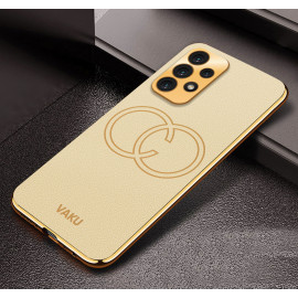 Vaku ® Samsung Galaxy A23 5G Skylar Leather Pattern Gold Electroplated Soft TPU Back Cover