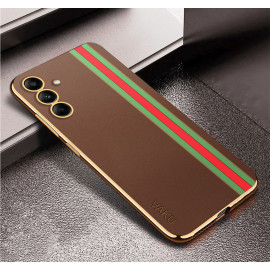 Vaku ® Samsung Galaxy A54 Felix Line Leather Stitched Gold Electroplated Soft TPU Back Cover Case