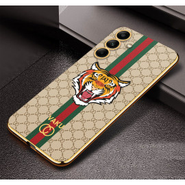 Vaku ® Samsung Galaxy A54 Lynx Leather Stitched Gold Electroplated Soft TPU Back Cover Case