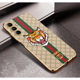 Vaku ® Samsung Galaxy M13 Lynx Leather Stitched Gold Electroplated Soft TPU Back Cover