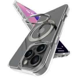 eller santé ® Apple iPhone 16 Pro Max Pureview Kickmag Back Cover with Magnetic Alloy Ring Metal Kickstand Scratch Resistant Slim Protection Cover