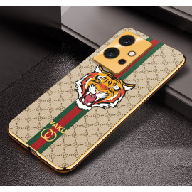 Vaku ® Vivo Y75 5G Lynx Designer Leather Pattern Gold Electroplated Soft TPU Back Cover Case