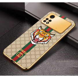Vaku ® Xiaomi Poco M4 Pro Lynx Designer Leather Pattern Gold Electroplated Soft TPU Back Cover Case