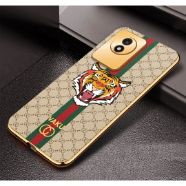 Vaku ® Vivo Y02 Lynx Leather Pattern Gold Electroplated Soft TPU Back Cover Case