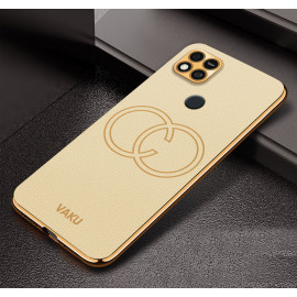 Vaku ® Xiaomi Redmi 10A Skylar Leather Pattern Gold Electroplated Soft TPU Back Cover