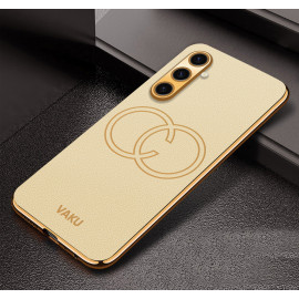 Vaku ® Samsung Galaxy A05s Skylar Leather Pattern Gold Electroplated Soft TPU Back Cover