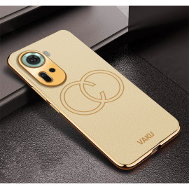 Vaku ® Oppo Reno11 5G Skylar Leather Pattern Gold Electroplated Soft TPU Back Cover