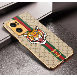 Vaku ® Oppo Reno7 5G Lynx Designer Leather Pattern Gold Electroplated Soft TPU Back Cover Case