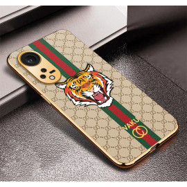 Vaku ® Oppo Reno8T 5G Lynx  Designer Leather Pattern Gold Electroplated Soft TPU Back Cover Case