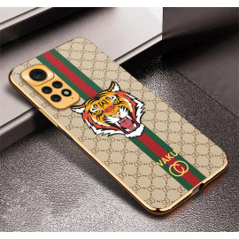 Vaku ® Xiaomi Redmi Note 11S Lynx Designer Leather Pattern Gold Electroplated Soft TPU Back Cover Case