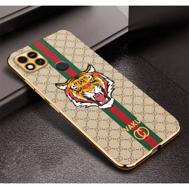 Vaku ® Xiaomi Redmi 10A Lynx Designer Leather Pattern Gold Electroplated Soft TPU Back Cover Case