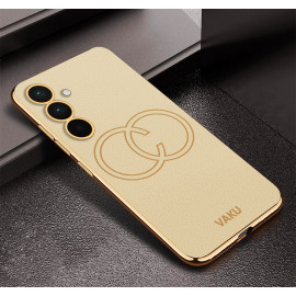 Vaku ® Samsung Galaxy A35 5G Skylar Leather Pattern Gold Electroplated Soft TPU Back Cover