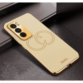 Vaku ® Oppo Reno12 5G Skylar Leather Pattern Gold Electroplated Soft TPU Back Cover