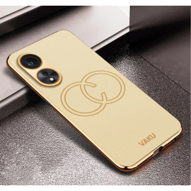 Vaku ® Oppo A78 5G Skylar Leather Pattern Gold Electroplated Soft TPU Back Cover