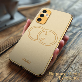 Vaku ® Samsung Galaxy F23 5G Skylar Leather Pattern Gold Electroplated Soft TPU Back Cover