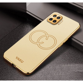 Vaku ® Oppo F17 Pro Skylar Leather Pattern Gold Electroplated Soft TPU Back Cover