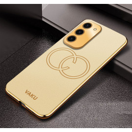 Vaku ® Samsung Galaxy S23 Plus Skylar Leather Pattern Gold Electroplated Soft TPU Back Cover