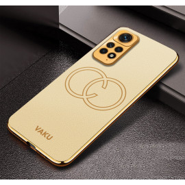Vaku ® Xiaomi Redmi Note 11 Pro Skylar Leather Pattern Gold Electroplated Soft TPU Back Cover