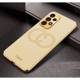 Vaku ® Samsung Galaxy A73 5G Skylar Leather Pattern Gold Electroplated Soft TPU Back Cover