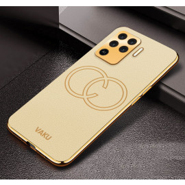 Vaku ® Oppo F19 Pro Skylar Leather Pattern Gold Electroplated Soft TPU Back Cover