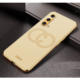 Vaku ® OnePlus Nord CE Skylar Leather Pattern Gold Electroplated Soft TPU Back Cover