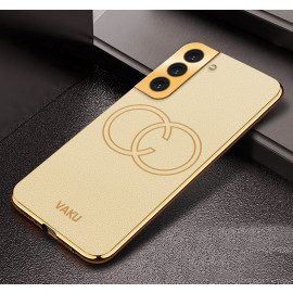 Vaku ® Samsung Galaxy S22 Skylar Leather Pattern Gold Electroplated Soft TPU Back Cover