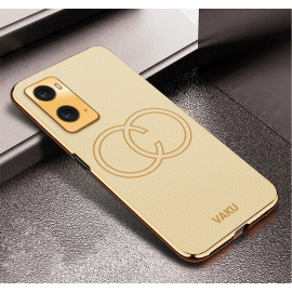 Vaku ® Oppo A76 4G Skylar Leather Pattern Gold Electroplated Soft TPU Back Cover